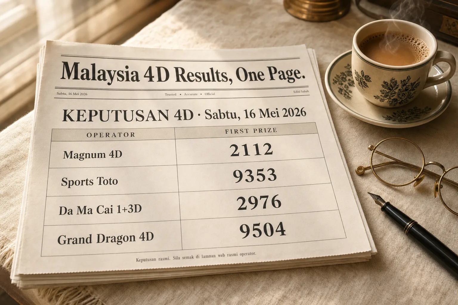 Hari Ini · Keputusan 4D Malaysia